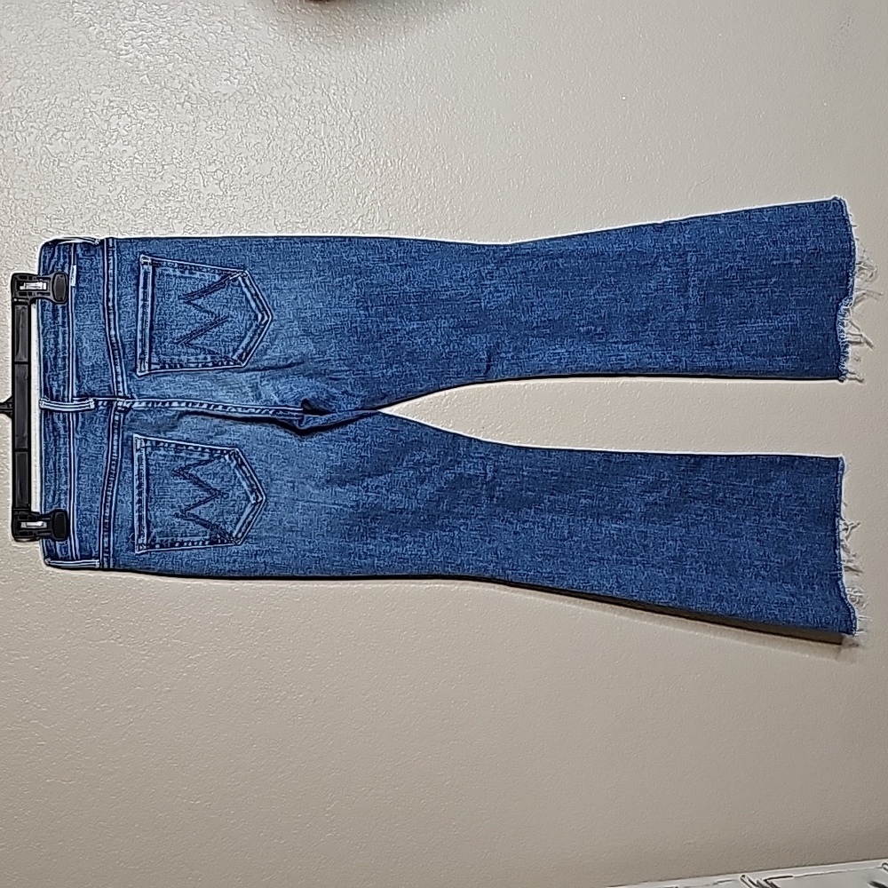 MOTHER Women's Blue Washed Flare Jeans - Picture 9 of 15